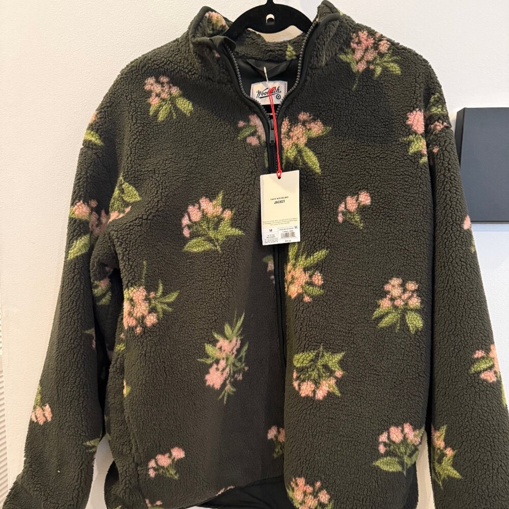 Woolrich Floral Fleece Jacket - Black and Pink